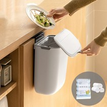 라이프그램 다용도 고급형 주방 벽걸이 휴지통 냄새차단 욕실 화장실 휴지통 인테리어 사무실 쓰레기통 (비닐롤백 세트), 7L 화이트+비닐롤백