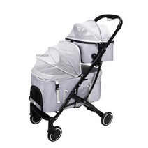 폴딩카트4바퀴 손수레 구르마 캠핑 접이식 더블 레이어 애완 동물 유모차 분리형 운송 개 고양이 4 륜 야외 여행 산책 2 카트, gray