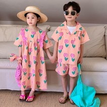 여름 바캉스 휴가 달콤튤립 여아 원피스 남아 남방 반바지 남매룩 커플룩 / 끌레르키즈