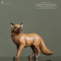 북유럽 스타일 장식용 목각인형 우드소품 홈악세서리 나무인형, 여우 20cm 롱 레진 비원목