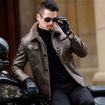 남성 양가죽 무스탕 버튼 가죽자켓~4XL