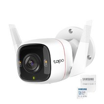 티피링크 Tapo C310 + SD카드 300만화소 고정형 실외 방수 고화질 매장용 카메라 가정용 CCTV, 128GB