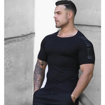 남자 머슬핏 어깨넓어보이는 반팔 헬창옷 쿨 티셔츠 2021 새로운 대형 남성 압축 남성