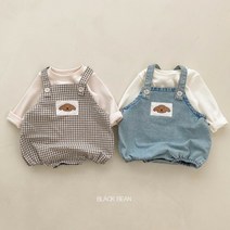 (당일발송)봄 베이비 청 체크 멜빵세트 돌전 돌후 아기선물 신생아 둥이룩 내새끼들