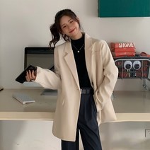 블레이저 여성용 검은 양복 장 작고 세련된 느슨한 기질 캐주얼 정장 년 초봄 의류