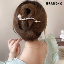 [브랜드엑스] 왕진주 포인트 진주 메탈 웨이브 클립 헤어핀