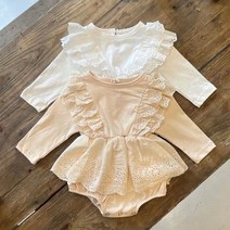러브베베샵 23 봄 아기 바닐라 레이스 바디 슈트 베이비 롬퍼