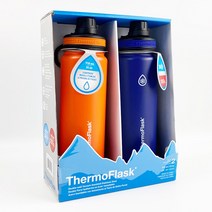 써모플라스크 보온보냉병 2개입 710ml 이중벽스텐레스스틸, 주황색블루