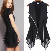 여성 루즈핏 민소매 쉬폰조끼 여성 롱 조끼 3P971