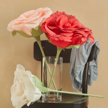 자이언트 페이퍼 플라워 대형 한 송이 로즈 장미 꽃다발 - 화이트