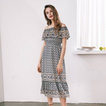 써스데이아일랜드 Summer 보헤미안 드롭 숄더 드레스 원피스 T204MOP254W
