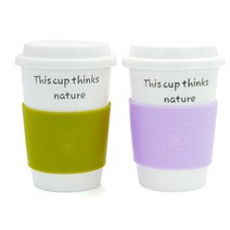 에코사랑 2인조 머그컵세트 판촉물 사은품 돌답례품 선물 인쇄가능 국산, 그린+바이올렛