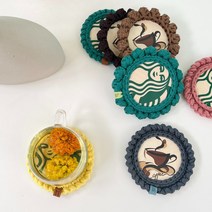 코바늘 티코스터 뜨기 만들기 뜨개질 키트 diy우드티코스터, 사각 하이캔, 땅콩미숫가루