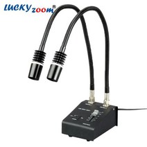 광학현미경 Luckyzoom-강력한 6 w 콜드 LED 라이트 듀얼 거위 목 광섬유 조명기 3 안 스테레오 줌 현미경 액세서리