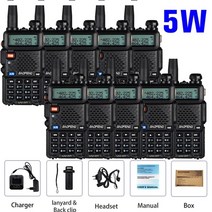 업무용 무전기 고성능 무전기 세트 10 단위 실제 8w baofeng uv 5r 워키 토키 uv5r 휴대용 듀얼 밴드 햄 cb 라디오 uv 5r fm 송수신기 양방향생활 무전기, 협력사, 상자가 있는 5r-5w bk, 호주 표준