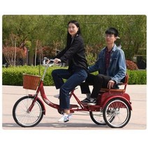 삼륜 어른노인용 성인용세발자전거 중장년 삼륜차 인력거 노인 스쿠터 2인승 시니어 아이, 05 블랙 일반 타이어 20인치