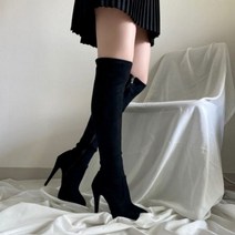 가보시 롱부츠 킬힐 롱부츠 싸이하이 니하이 스웨이드 스판 삭스 스틸레토 12cm