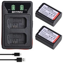 소니 2000mAh NP-FW50 NP FW50 배터리 LED USB 듀얼 충전기 Sony A6000 A6400 A6300 A6500 A7 A7II A7RII A7SII A7S A, 2 배터리 1 충전기