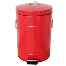 선우랜드 러브하우스 엔틱 페달 양철 휴지통 12L, 레드, 1개, 1개