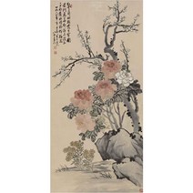 아트미니 화중군자 모란꽃 피어나는 매화 나무 동양화 대형 보석십자수, 90x170cm