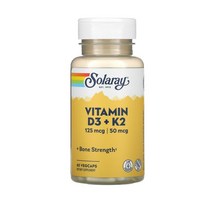 솔라레이 비타민 D3 ＋K2 60정 / Solaray Vitamin D3＋K2 Soy Free 60 Vege Caps