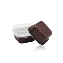 알루미늄 베이킹컵 정사각 티라미수 용기 커피색상 150ml 뚜껑포함, 10개