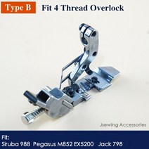 재봉틀 가정용 오버록 부품 용 탄성 테이프 노루발 Siruba 747 757 Juki MO-6900 Pegasus M700 M800 Jack 798 6 크기, [04] Tape Size 8mm, [02] Type B Foot