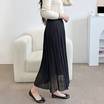 밴딩 쉬폰 플리츠 주름 롱스커트