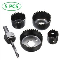 홀쏘 목공용 홀커터 홀쇼 세트 5 pcs 31-52mm 목공 오프너 구멍 톱 비트 절단 드릴링 도구 석고 보드나무 오프닝에 대 한 라운드 톱으로 설정, 5개