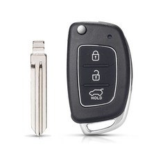 자동차키 KEYYOU- 교체 접이식 자동차 키 케이스 셸 포브 4 버튼 현대 미스트라 산타페 소나타 투싼 악센트, 11 Right blade