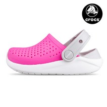 크록스 크록스키즈 라이트라이드 아동 주니어 슬리퍼 샌들 핑크 205964-6QR
