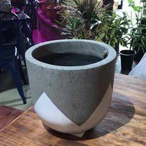 테라스톤팟 화이트-트라이앵글 원형 22x20cm화분, 단품