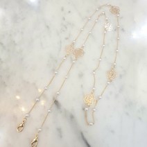 에스메랄디 고급 골드체인 크리스탈 오리엔탈 담수진주 여성 마스크줄