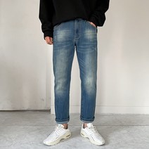 남자 워싱 스판 사계절 일자핏 옆밴딩 빅사이즈 데님 팬츠 청바지