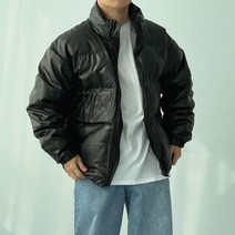 남자 가죽 패딩 남성 오리털 숏패딩 오버핏