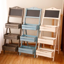 꽃집 진열대 3단 칠판 스탠드선반 꽃 판매대 화분, 하얀 풍차 꽃 스탠드