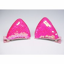 스팽글 고양이귀 집게핀(1쌍) 스팽글머리핀