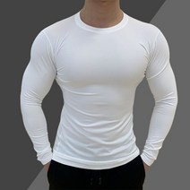 가성비전기자전거 전기전동자전거 남성용 압박 티셔츠 타이트 러닝 조깅 운동 스포츠웨어 긴 소매 러쉬, 08 B-White, 04 XL Fit ( 76-83 Kg )