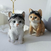 집 선반 장식장 꾸미기 리얼 고양이 인형 마블인형 거실꾸미기 거실장식, 브라운