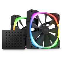 NZXT AER RGB 2-140mm - HF-2814C-DB 고급 조명 사용자 지정 윙렛 팁 유체 다이내믹 베어링 LED PWM 팬 트윈 (조명 컨트롤러 포함) 블랙, Fan_White | 140mm