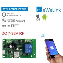 차고 도어 모듈 DIY EWelink WiFi 스마트 차고 도어 오프너 컨트롤러 433mhz RF 원격 제어 스위치 수신기 음성 제어 Alexa No Hub Needed, 1ch 7-32v 와이파이