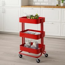 이케아 정품 IKEA 트롤리 RASKOG 로스코그 이동식 카트, 레드