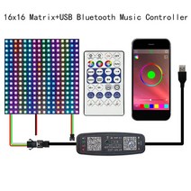 WS2812B Led 패널 RGB USB 28 키 개별적으로 다룰 수 있는 픽셀 매트릭스 블루투스 마이크 음악 모듈, 01 16X16 Matrix Kit, 01 16X16 Matrix Kit