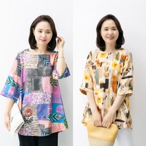 엄마옷마미소 쿨인견블라우스 시원한 쿨 반팔 풍기인견셔츠 롱 박스핏 쿨 중녕여성 빅사이즈 마담의류