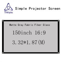 Thinyou-150 인치 16:9 매트 그레이 패브릭 섬유 유리 휴대용 프로젝터 스크린 흰색 소재 LED 홈 시어터, 01 150 인치