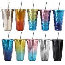 스타벅스형 그라데이션 스테인레스 콜드컵 텀블러 500ml, T-1.그라데이션 블랙