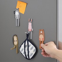현관문 자석부착식 열쇠고리 걸이 후크 현관키걸이 벽후크 모자걸이, 곰