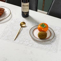 북유럽 스타일 PVC 모조 레이스 방수 보호슬립 주방 플레이스 매트 코스터 패드 접시 머그잔 커피 컵 테이블 소프트 홈 장식, [02] 45x30cm, [16] 2CD51200016