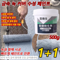 [1+1]녹 전환제 금속 녹 커버 수성 페인트 500g*2/8/10 실내외에서 사용 가능 냄새 없음 녹제거페인트, 500g/개*4