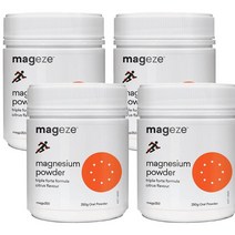 Mageze 마기지 마그네슘 파우더 Triple 포르테 시트러스 Magnesium Powder Triple Forte Citrus 250g, 4개
